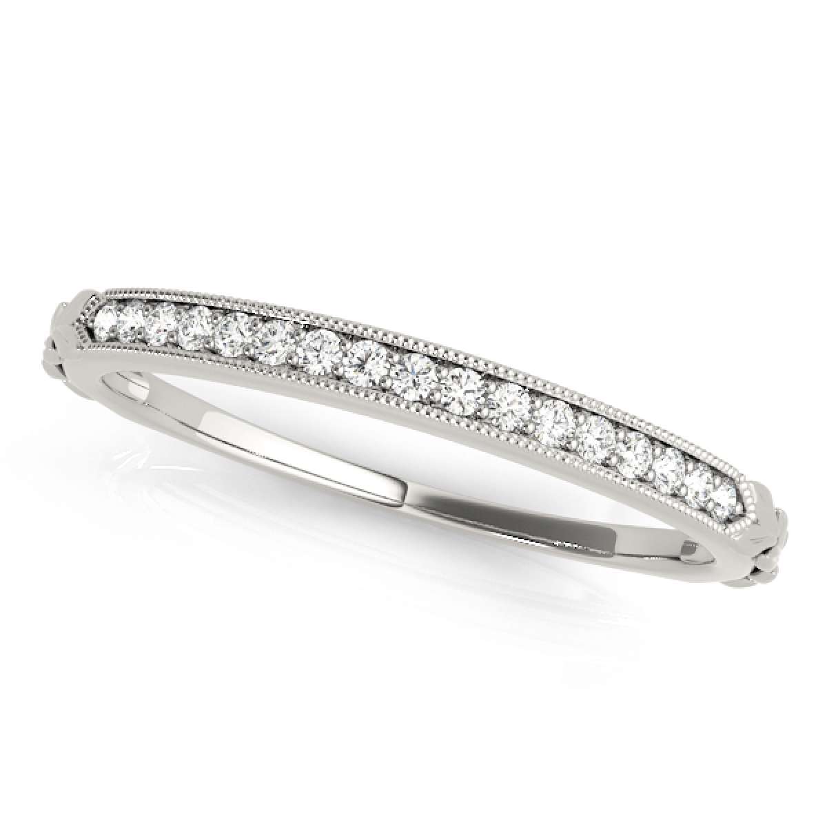 0.05 Carat Women's Handcrafted Wedding Diamond Band With Milgrain In 10K Rose Yellow & White Gold Mauli Jewels