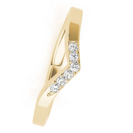 MAULIJEWELS 0.06 Carat Curved Diamond Wedding Band in 10K Solid White, Rose, and Yellow Gold Mauli Jewels