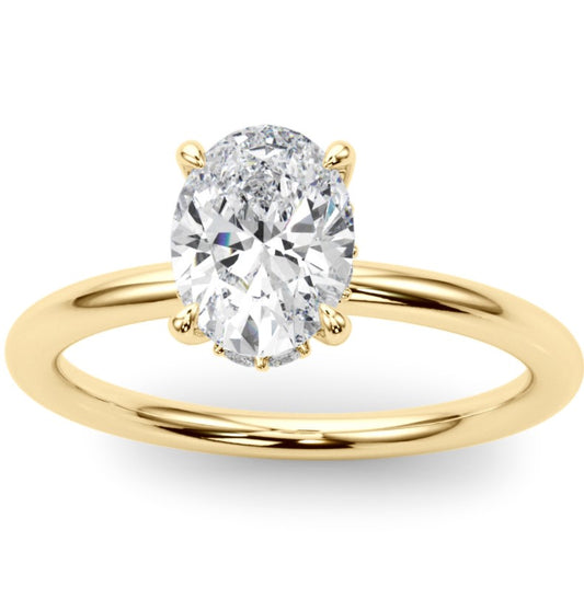 1.10 Carat Oval Lab-Grown Brilliant cut {GH VS1}Diamond Ring in 10K White, Rose, and Yellow Gold for Women