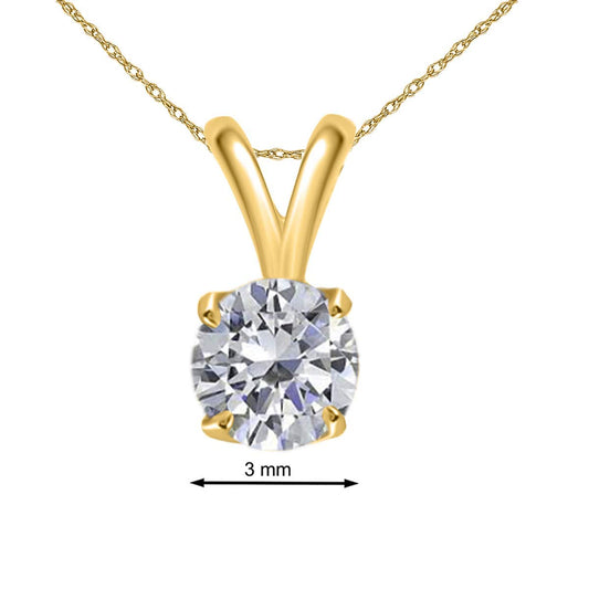MauliJewels Engagement Necklace for Women 0.20 Carat Round White Diamond Solitaire Pendant 4-prong 14K Yellow Gold Mauli Jewels