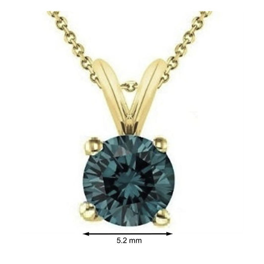 MauliJewels Engagement Necklace for Women 1.00 Carat Round Blue Diamond Solitaire Pendant 4-prong 14K Yellow Gold Mauli Jewels