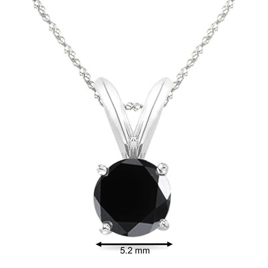 MauliJewels Engagement Necklace for Women 1.00 Carat Round Black Diamond Solitaire Pendant 4-prong 14K White Gold Mauli Jewels