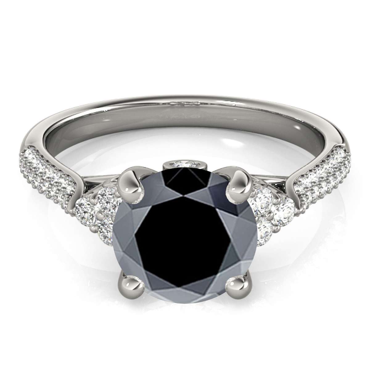 2.35 Carat Black and White Diamond Engagement Wedding Rings For Women In 14K Rose White & Yellow Gold Mauli Jewels