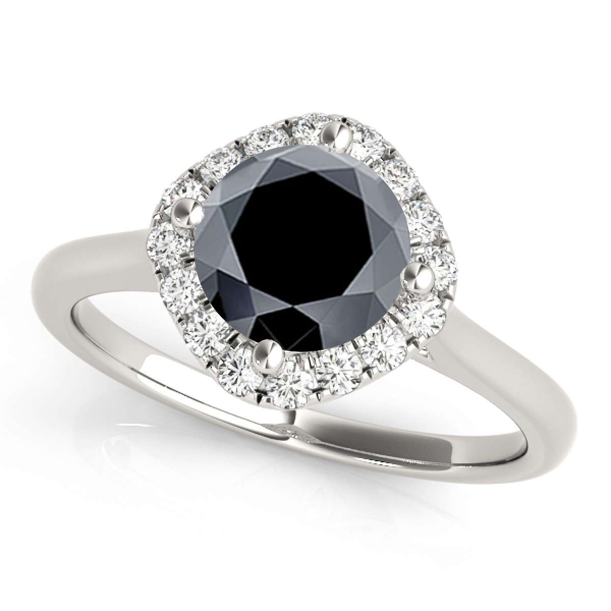 14K Rose White & Yellow Gold 0.75 Carat Halo Black Diamond Engagement Ring for Women Mauli Jewels
