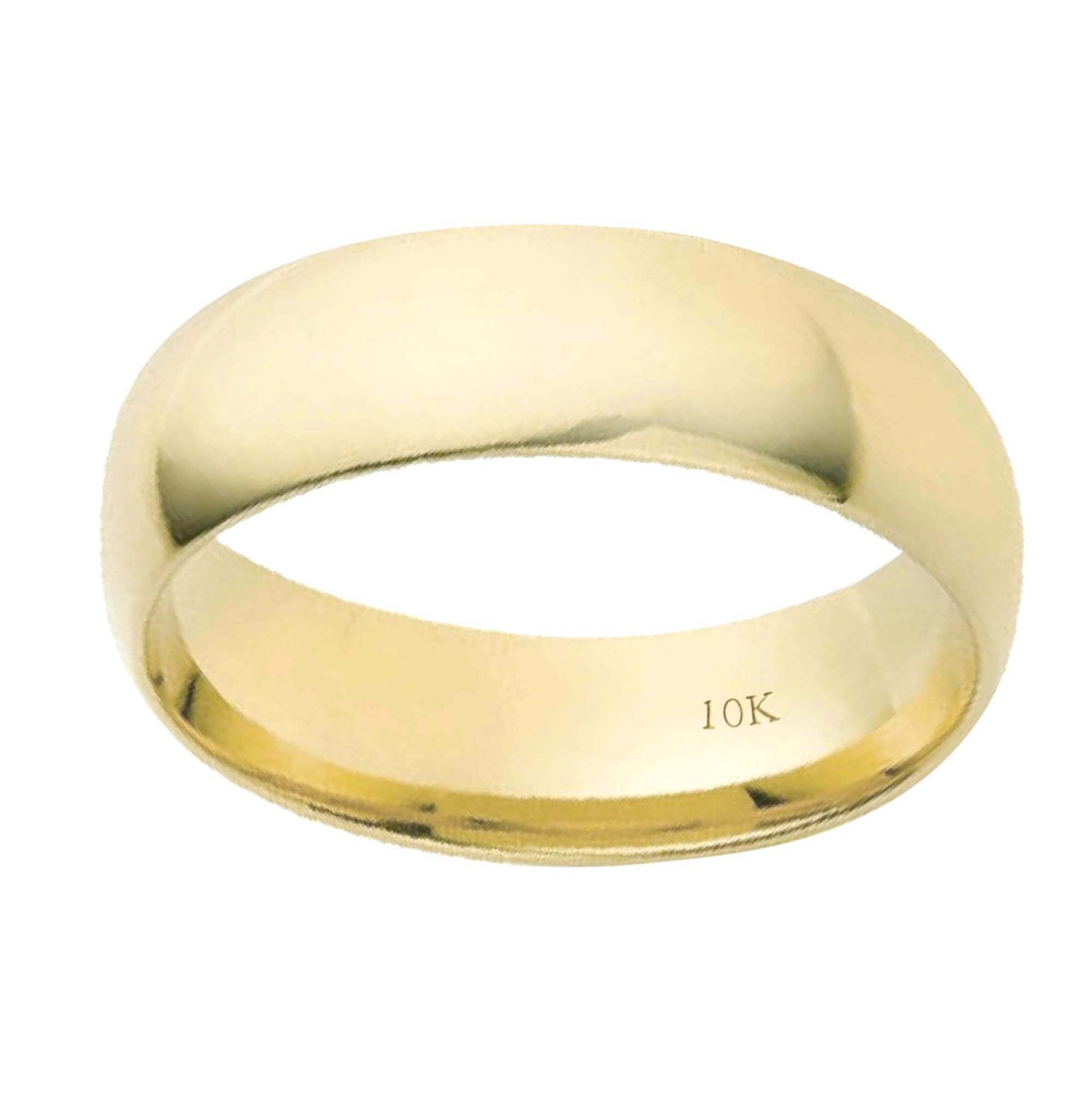 10K Solid 6MM Plain Gold Wedding Band For Men and Women Mauli Jewels