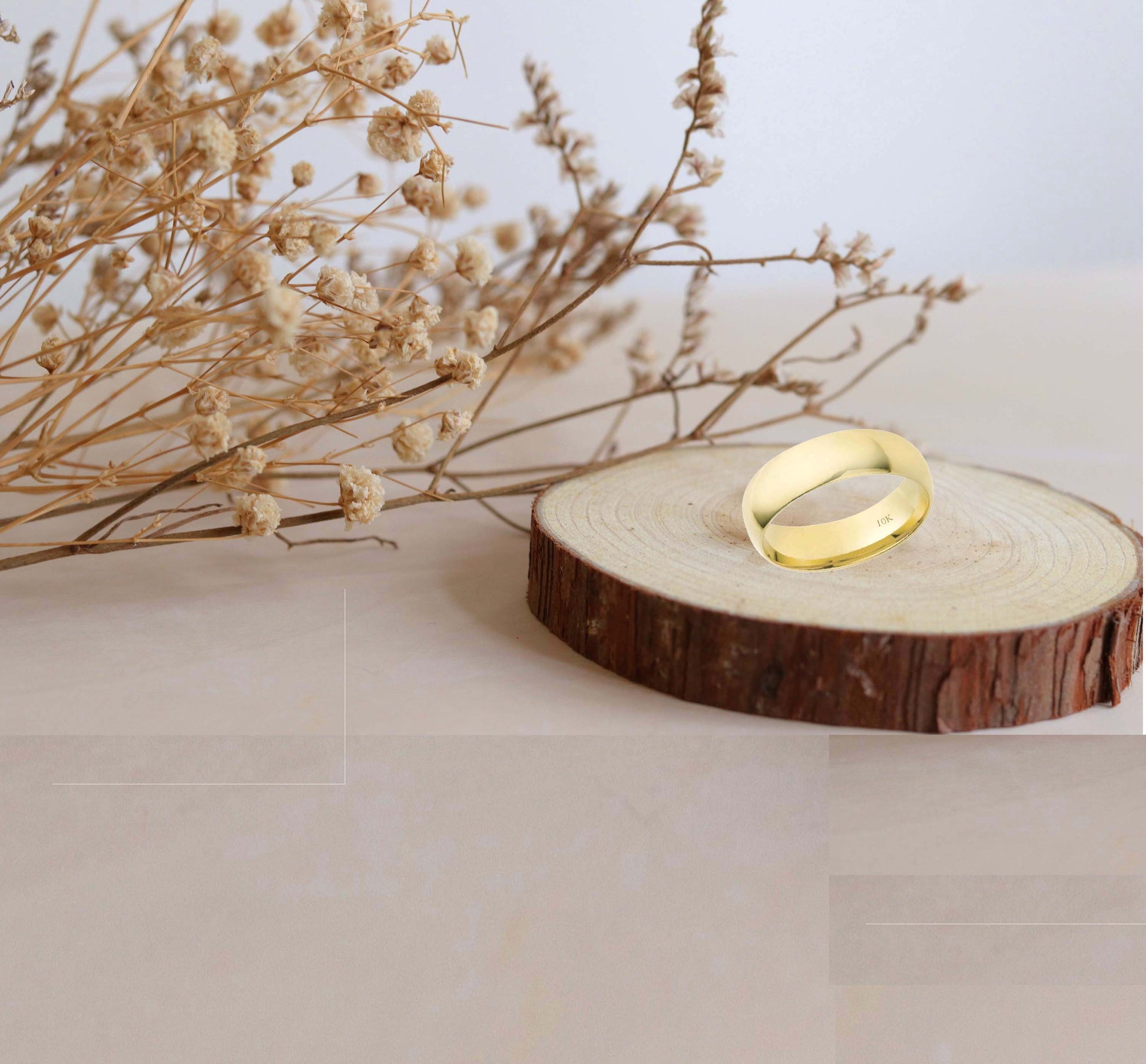 10K Solid 6MM Plain Gold Wedding Band For Men and Women Mauli Jewels