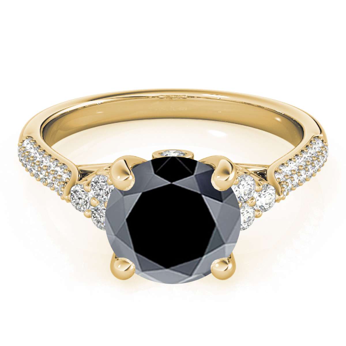 2.35 Carat Black and White Diamond Engagement Wedding Rings For Women In 14K Rose White & Yellow Gold Mauli Jewels