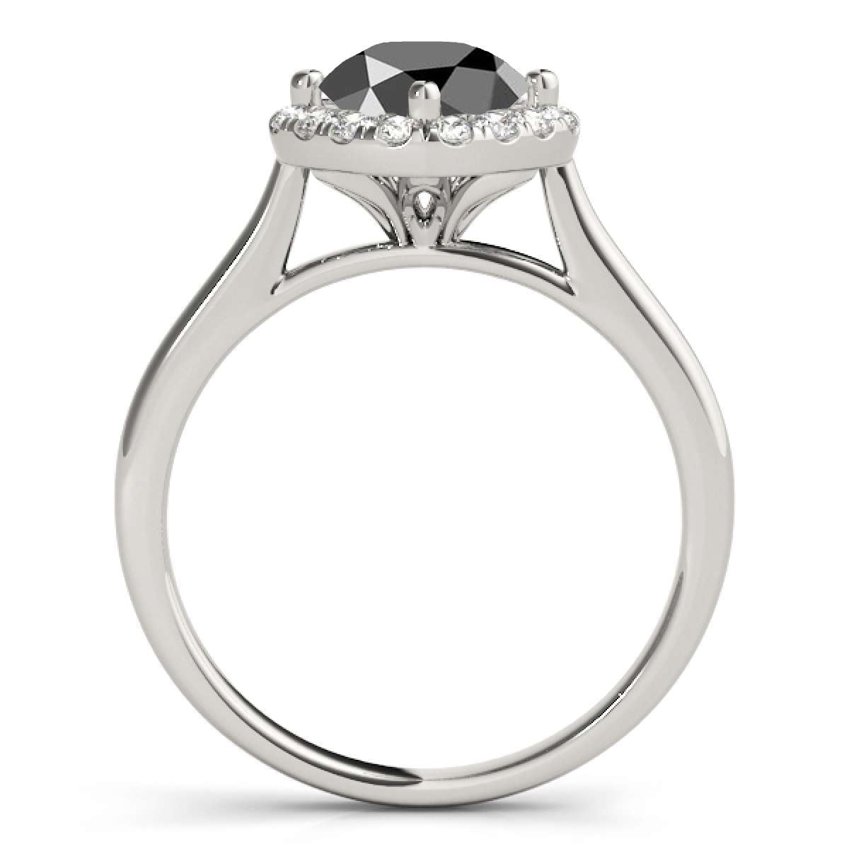 14K Rose White & Yellow Gold 0.75 Carat Halo Black Diamond Engagement Ring for Women Mauli Jewels
