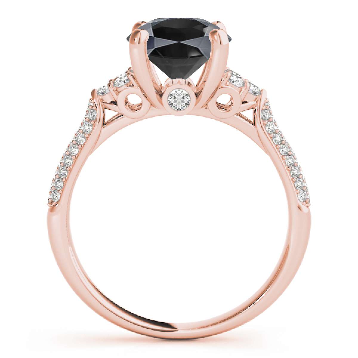 2.35 Carat Black and White Diamond Engagement Wedding Rings For Women In 14K Rose White & Yellow Gold Mauli Jewels