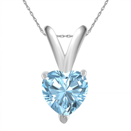 925 Sterling Silver 7mm Heart Shape Solitaire Gemstone Pendant For Women's