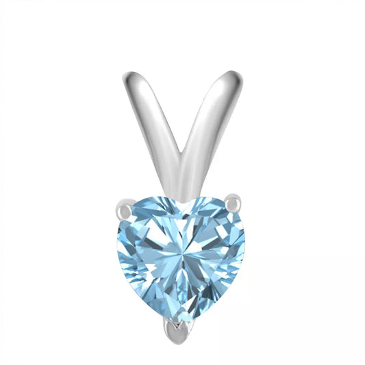 925 Sterling Silver 7mm Heart Shape Solitaire Gemstone Pendant For Women's