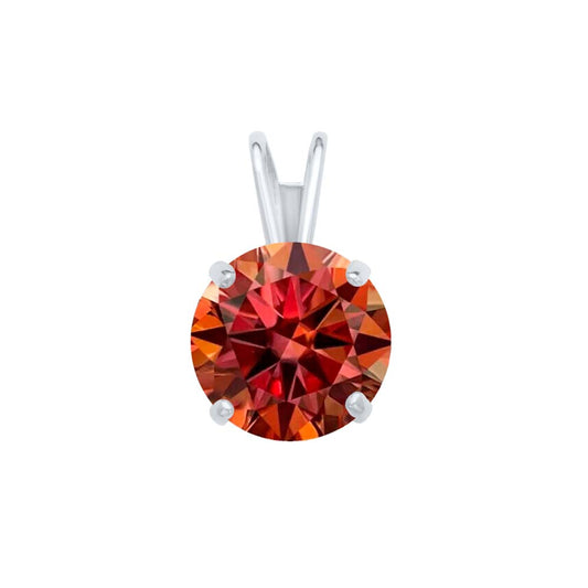 Mauli Jewels Women's 14k Gold 1.20ct Watermelon Moissanite Round Pendant with Gold Plated Silver Chain, 7MM, 4-Prong Setting