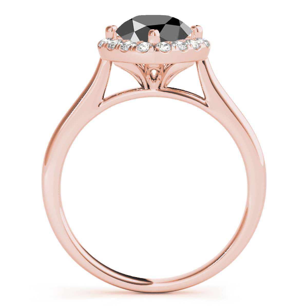 14K Rose White & Yellow Gold 0.75 Carat Halo Black Diamond Engagement Ring for Women Mauli Jewels