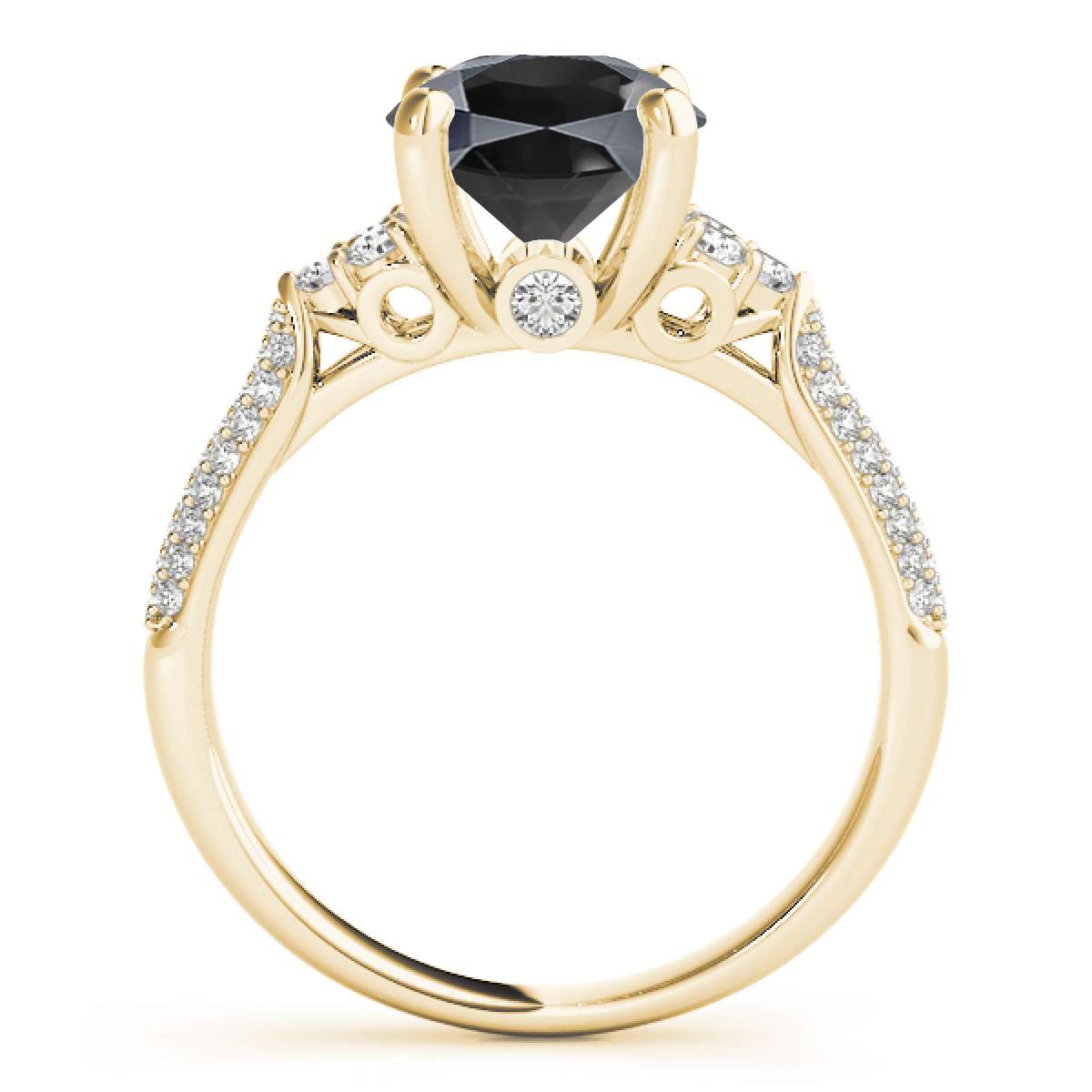 2.35 Carat Black and White Diamond Engagement Wedding Rings For Women In 14K Rose White & Yellow Gold Mauli Jewels