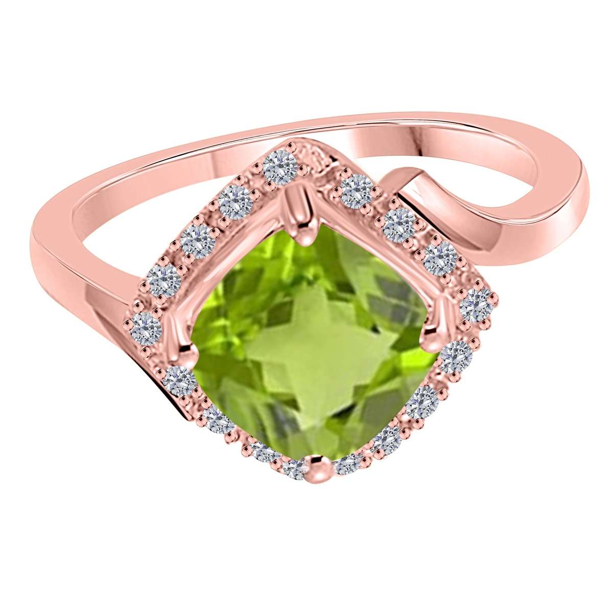 MauliJewels Rings for Women 2.33 Carat Diamond And Cushion Cut Peridot Ring prong 14K White Gold Clothing, Shoes & Jewelry Mauli Jewels