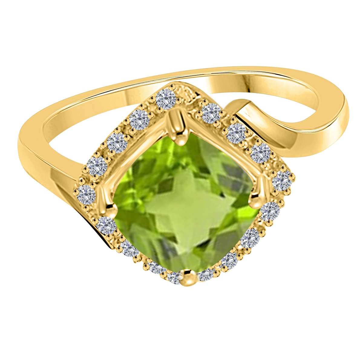 MauliJewels Rings for Women 2.33 Carat Diamond And Cushion Cut Peridot Ring prong 14K White Gold Clothing, Shoes & Jewelry Mauli Jewels