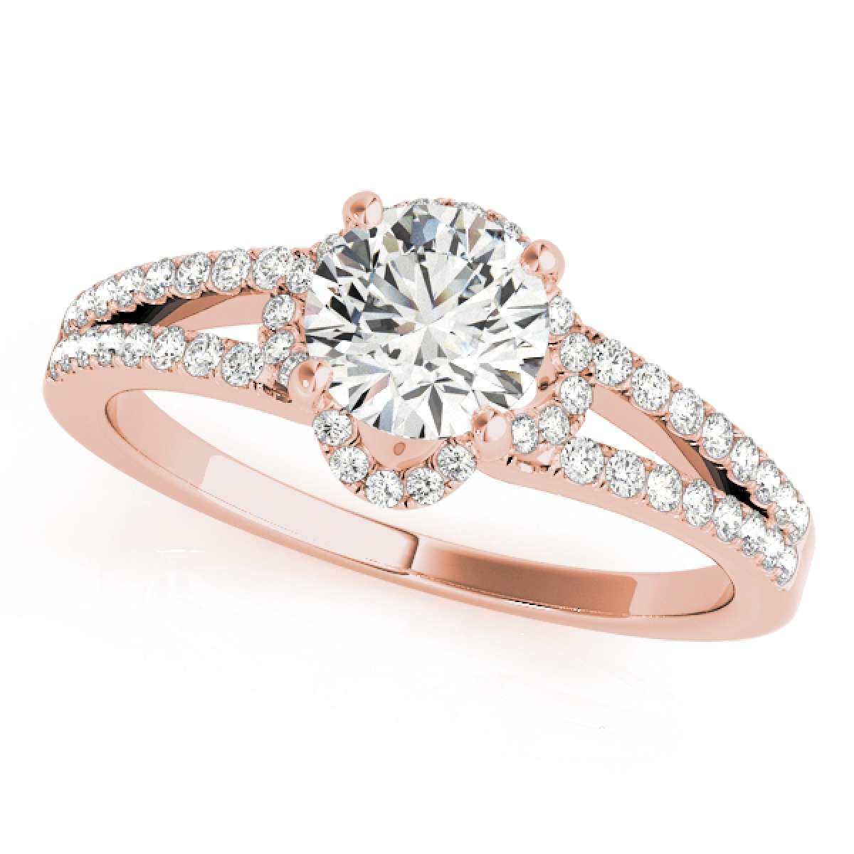 0.75 Carat Halo Natural White Diamond Engagement Wedding Ring in 14K Rose, White & Yellow Gold Mauli Jewels