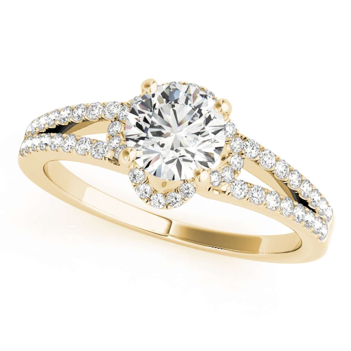 0.75 Carat Halo Natural White Diamond Engagement Wedding Ring in 14K Rose, White & Yellow Gold Mauli Jewels