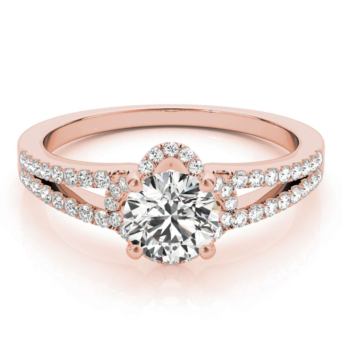 0.75 Carat Halo Natural White Diamond Engagement Wedding Ring in 14K Rose, White & Yellow Gold Mauli Jewels