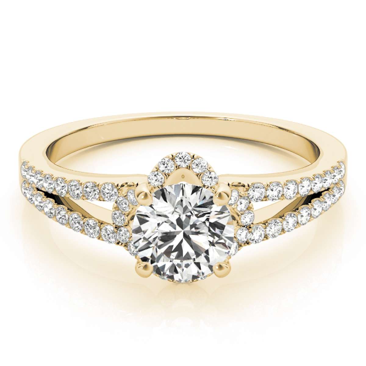 0.75 Carat Halo Natural White Diamond Engagement Wedding Ring in 14K Rose, White & Yellow Gold Mauli Jewels