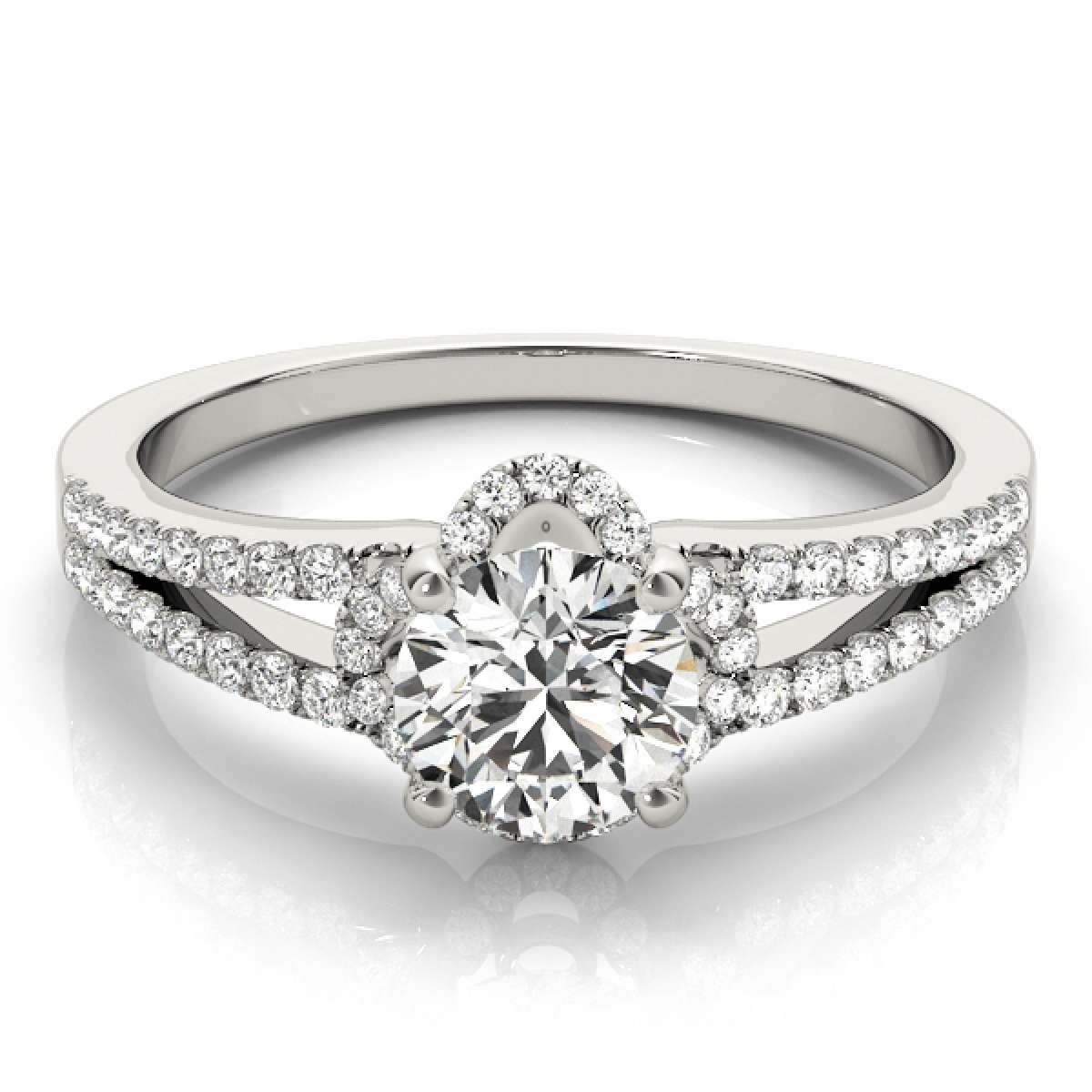0.75 Carat Halo Natural White Diamond Engagement Wedding Ring in 14K Rose, White & Yellow Gold Mauli Jewels