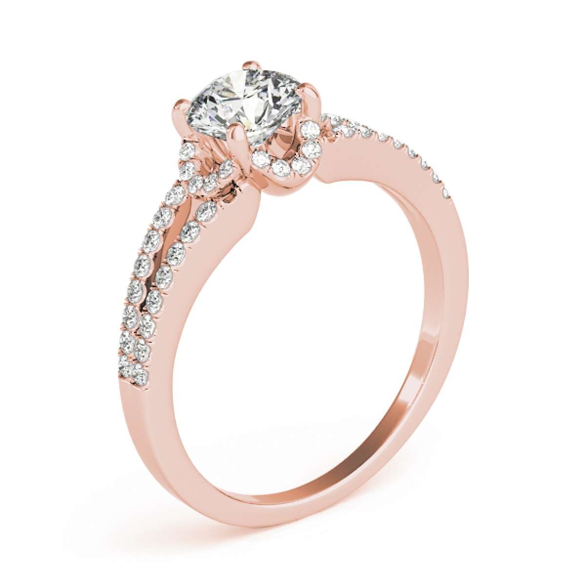 0.75 Carat Halo Natural White Diamond Engagement Wedding Ring in 14K Rose, White & Yellow Gold Mauli Jewels