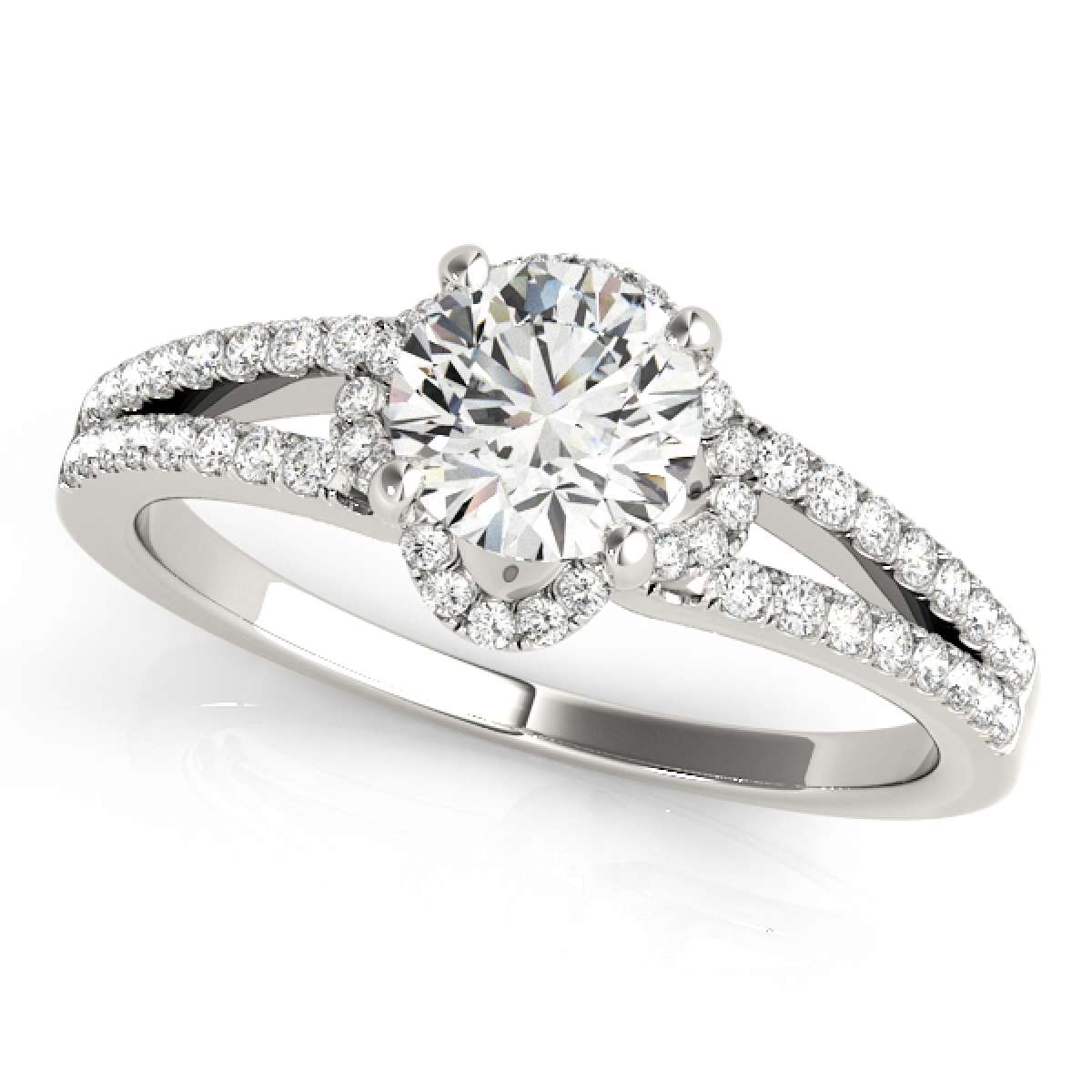 0.75 Carat Halo Natural White Diamond Engagement Wedding Ring in 14K Rose, White & Yellow Gold Mauli Jewels