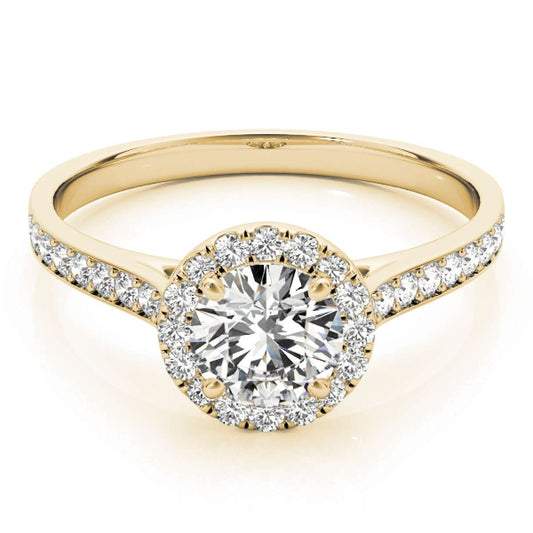 0.75 Carat Halo Diamond Engagement Wedding Ring | Prong Set in 14K Solid Rose, White & Yellow Gold Mauli Jewels