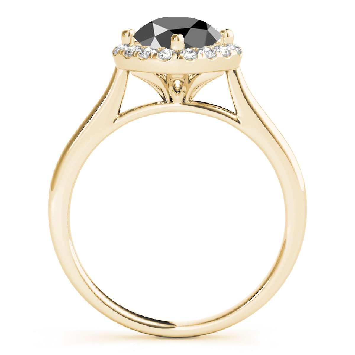 14K Rose White & Yellow Gold 0.75 Carat Halo Black Diamond Engagement Ring for Women Mauli Jewels
