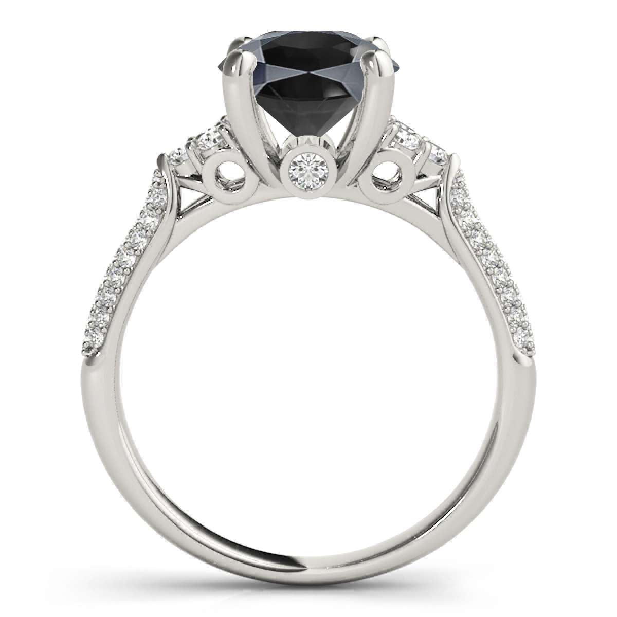2.35 Carat Black and White Diamond Engagement Wedding Rings For Women In 14K Rose White & Yellow Gold Mauli Jewels