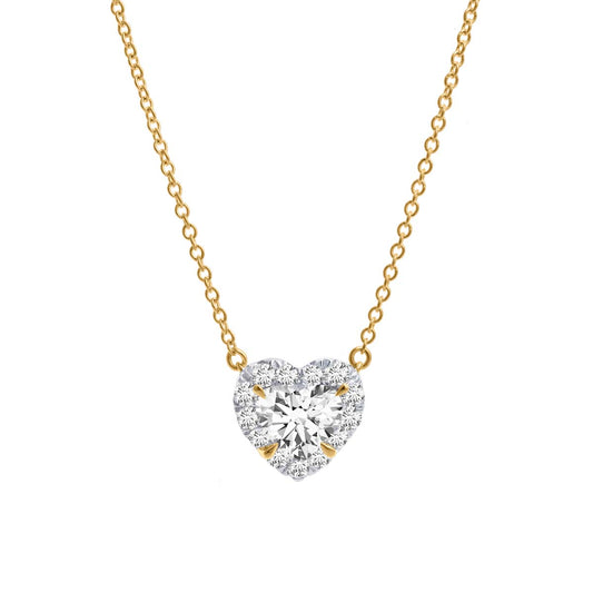 Mauli Jewels 1.50 Carat Labgrown Heart Diamond Pendant Necklace for Women in 14K Yellow Gold, E-F Color VS1 Clarity Elegant Jewelry Gift
