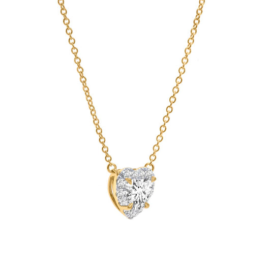 Mauli Jewels 1.50 Carat Labgrown Heart Diamond Pendant Necklace for Women in 14K Yellow Gold, E-F Color VS1 Clarity Elegant Jewelry Gift