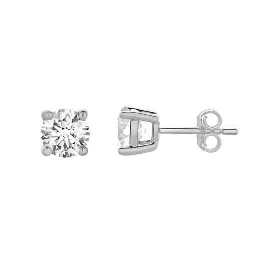 Mauli Jewels 1.50 Ct Prong Set Diamond Stud Earrings | 14k White Gold, E-F Color, VS1 Clarity | Secure Push Back Earrings for Women