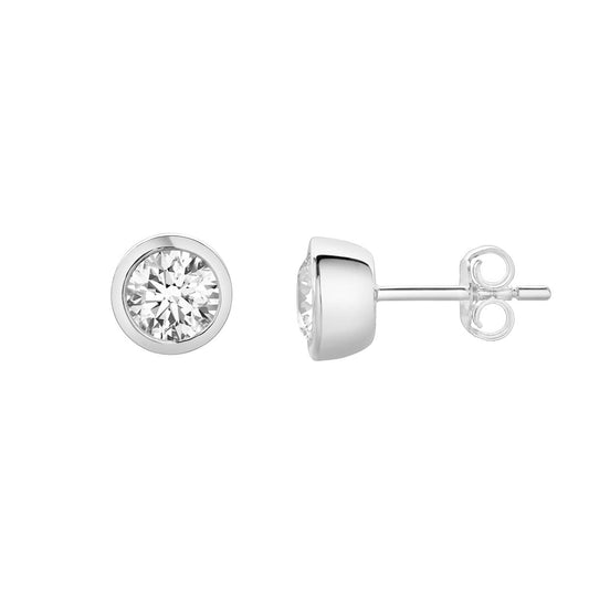 Mauli Jewels 1.50 Ct Bezel Set Diamond Stud Earrings | 14k White Gold, E-F Color, VVS1 Clarity | Secure Push Back Earrings for Women