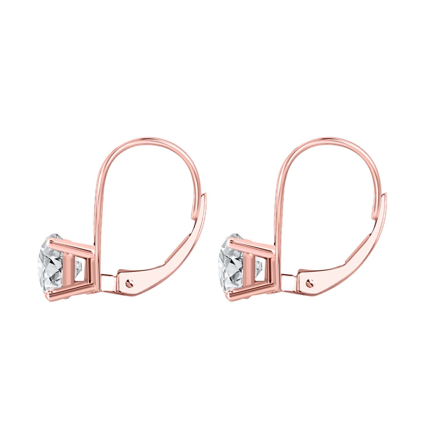14K Gold 0.60 Ct Princess-Cut Lab-Grown Diamond Lever-Back Earrings for women Mauli Jewels