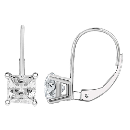 14K Gold 0.50 Ct Princess-Cut Lab-Grown Diamond Lever-Back Earrings for women Mauli Jewels