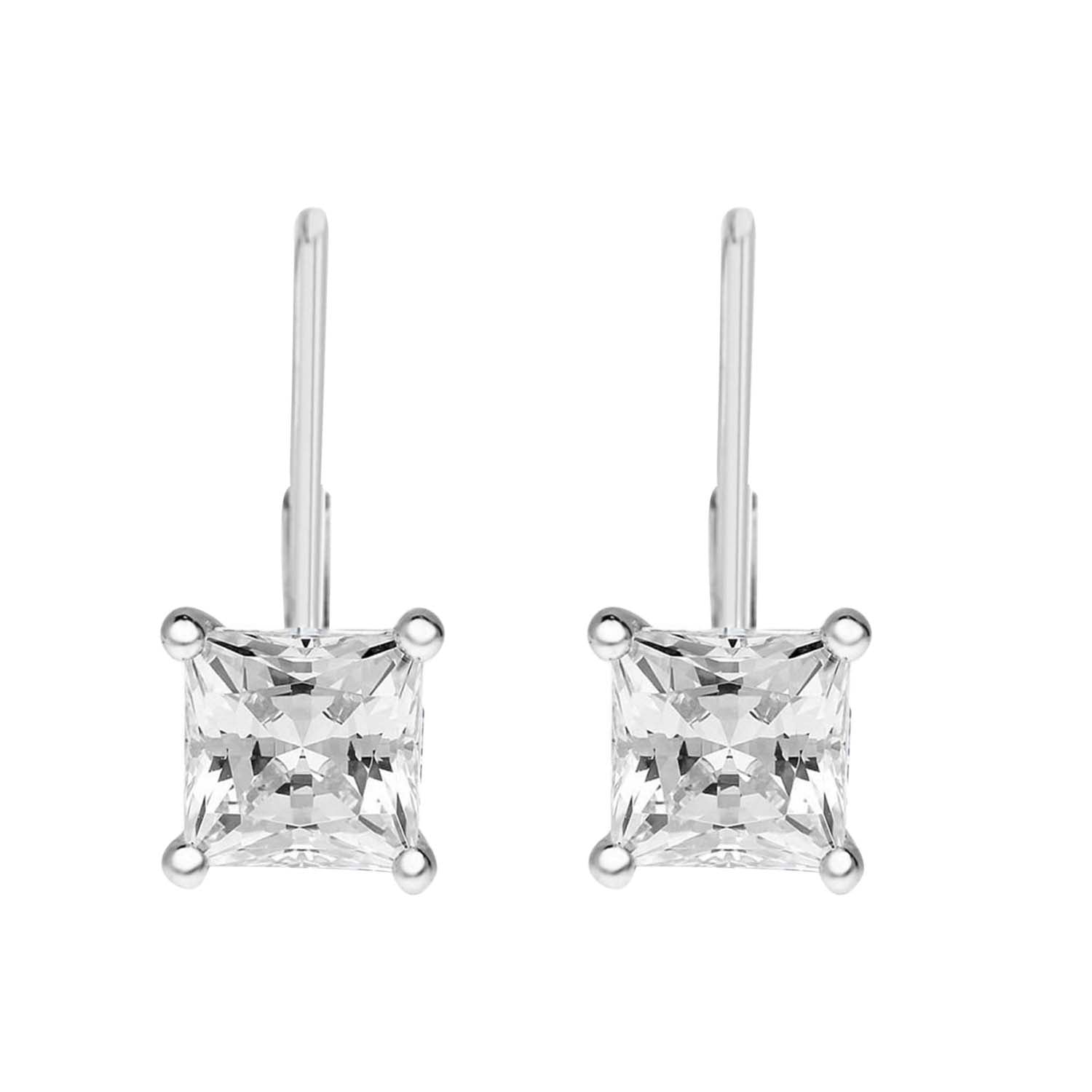 14K Gold 0.60 Ct Princess-Cut Lab-Grown Diamond Lever-Back Earrings for women Mauli Jewels
