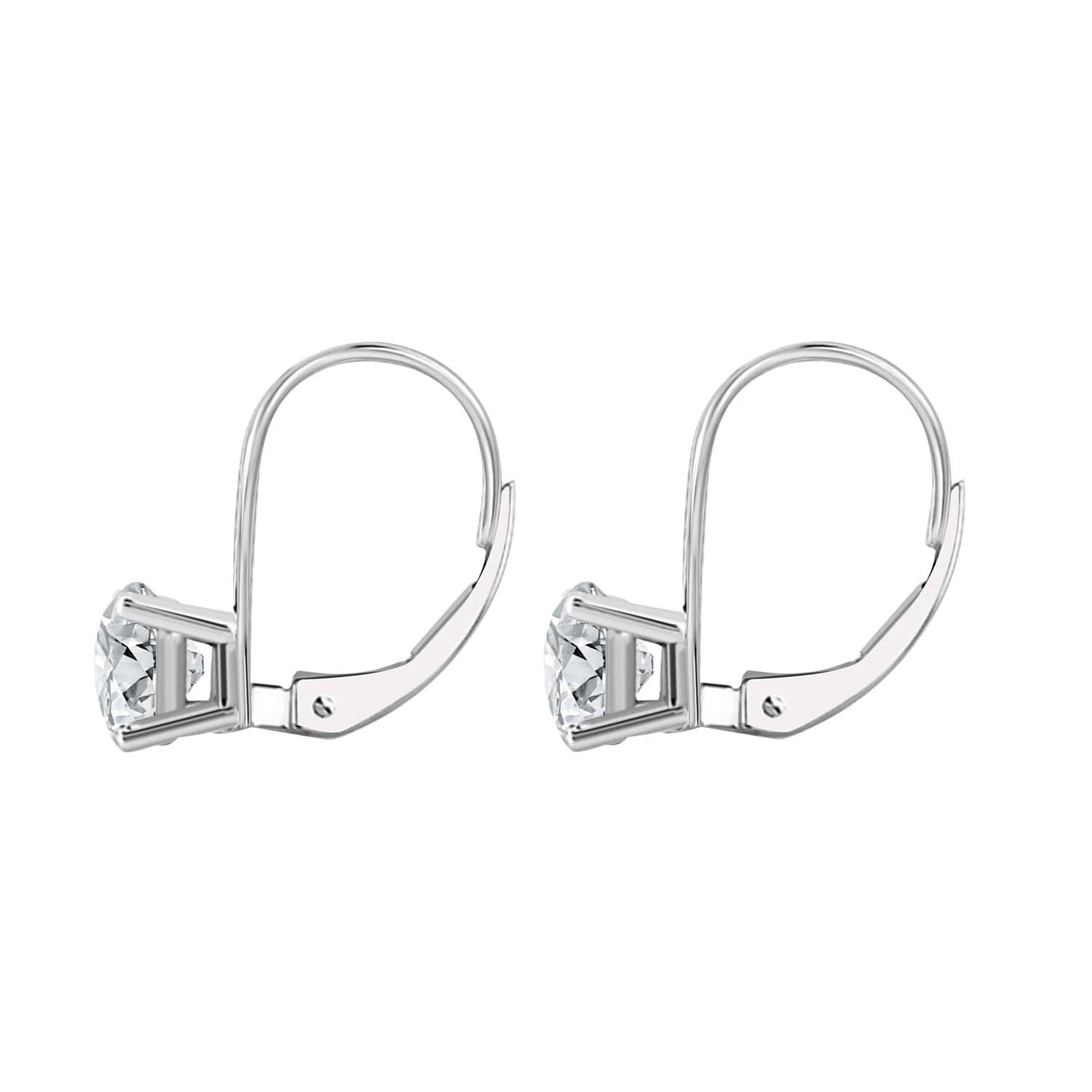 14K Gold 0.60 Ct Princess-Cut Lab-Grown Diamond Lever-Back Earrings for women Mauli Jewels