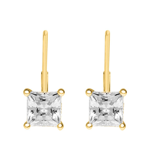 14K Gold 0.75 Ct Princess-Cut Lab-Grown Diamond Lever-Back Earrings for women Mauli Jewels