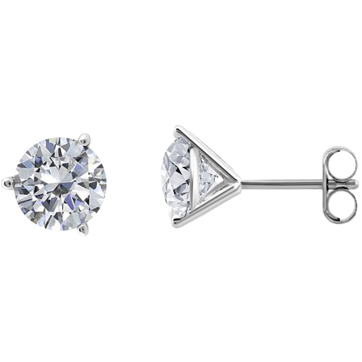 14k Gold Three Prong Martini Studs Diamond Earrings 0.40 Cttw Brilliant Cut White Yellow Gold For Women Mauli Jewels