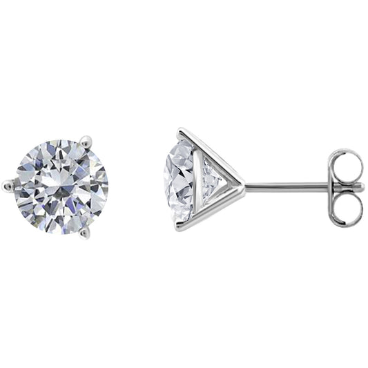 14k Gold Three Prong Martini Studs  Diamond Earrings 0.60 Cttw Brilliant Cut  White Yellow Gold For Women Mauli Jewels