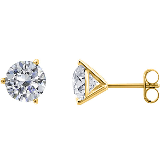 14k Gold Three Prong Martini Studs  Diamond Earrings 0.30 Cttw Brilliant Cut  White Yellow Gold For Women Mauli Jewels