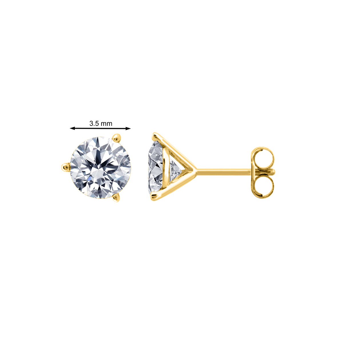 14k Gold Three Prong Martini Studs Diamond Earrings 0.40 Cttw Brilliant Cut White Yellow Gold For Women Mauli Jewels