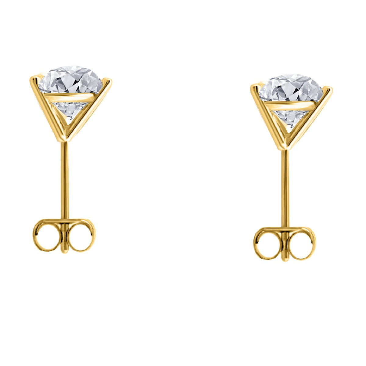 14k Gold Three Prong Martini Studs Diamond Earrings 0.40 Cttw Brilliant Cut White Yellow Gold For Women Mauli Jewels
