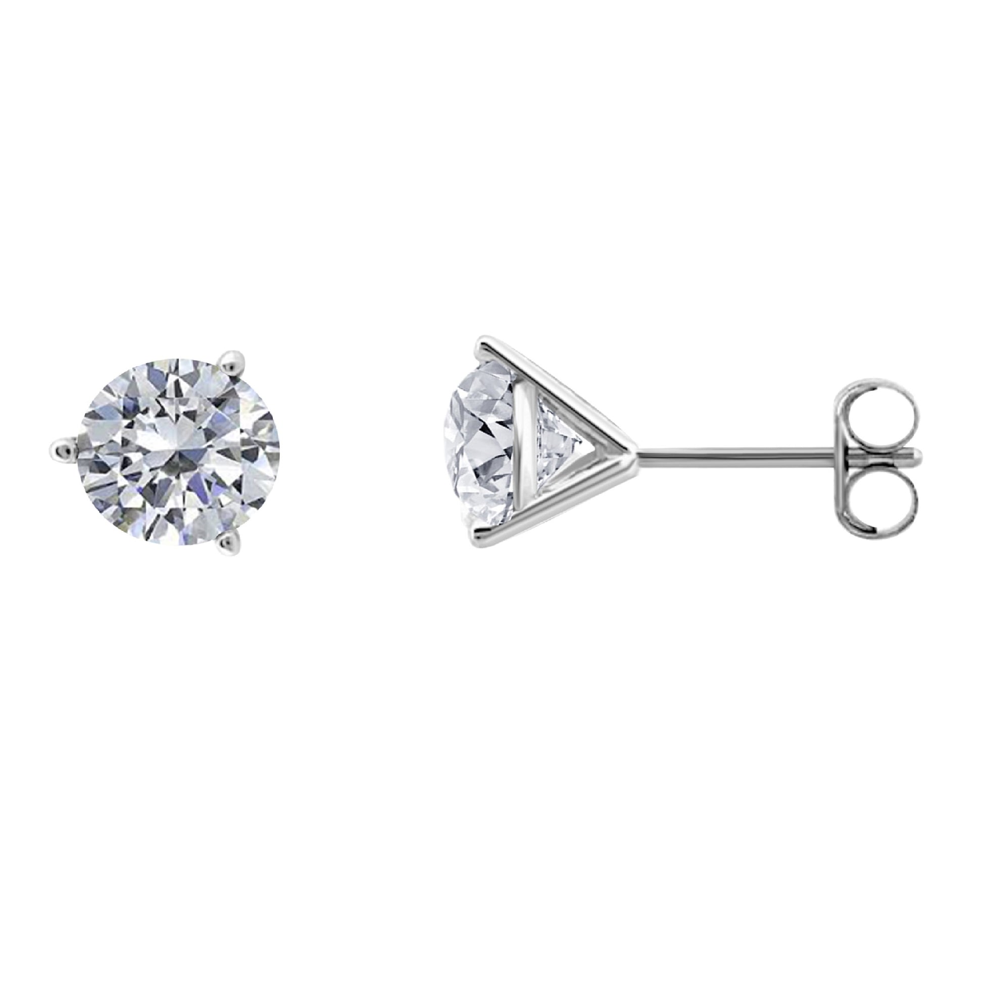 14k Gold Three Prong Martini Studs Diamond Earrings 0.25 Cttw Brilliant Cut White Yellow Gold For Women Mauli Jewels