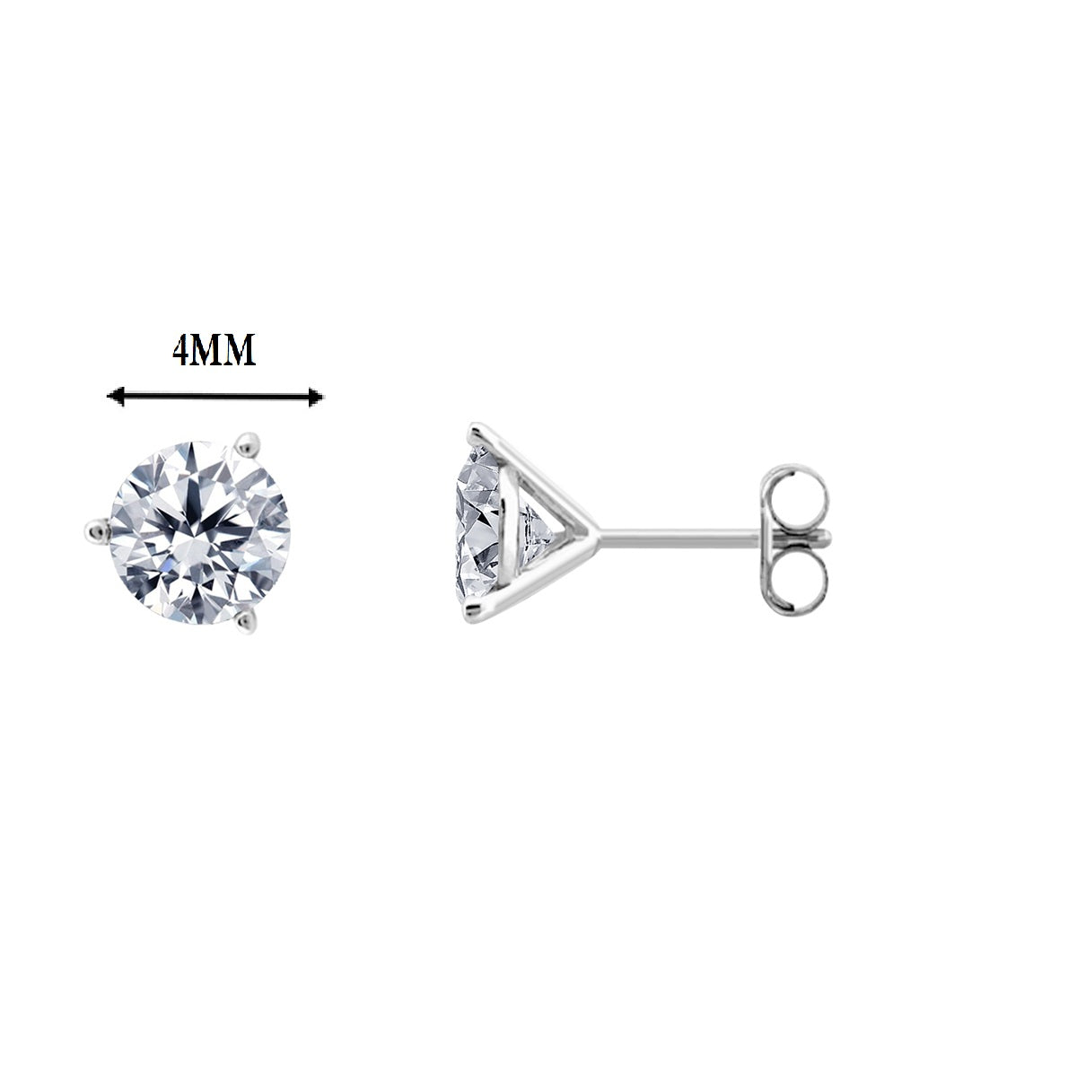 14k Gold Three Prong Martini Studs Diamond Earrings 0.25 Cttw Brilliant Cut White Yellow Gold For Women Mauli Jewels