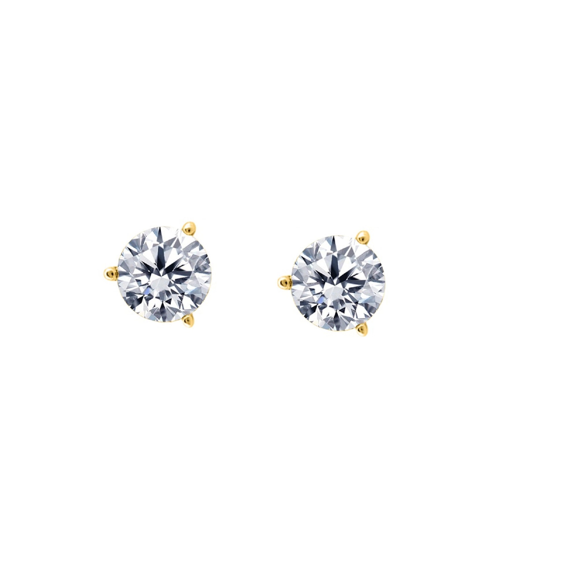 14k Gold Three Prong Martini Studs Diamond Earrings 0.25 Cttw Brilliant Cut White Yellow Gold For Women Mauli Jewels