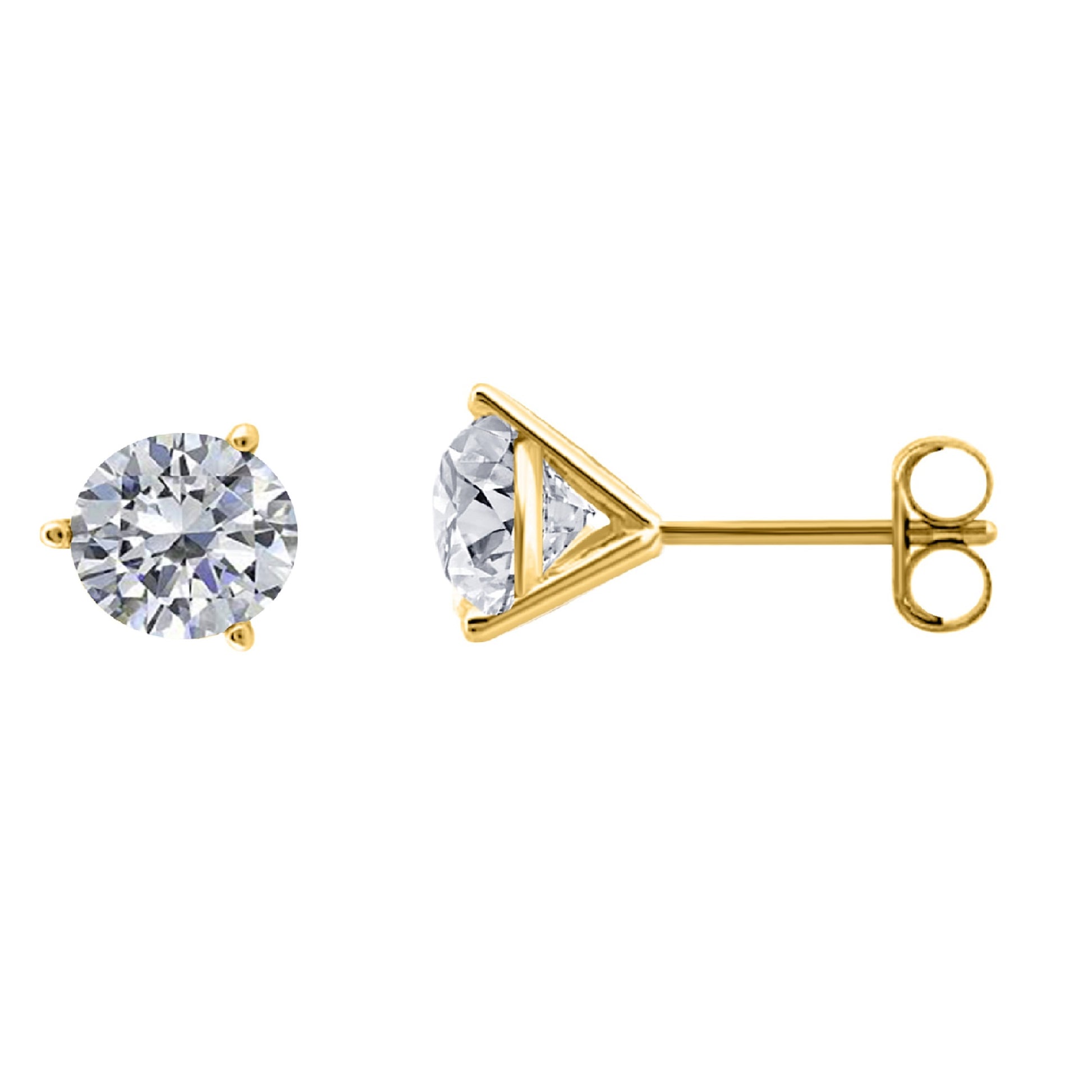 14k Gold Three Prong Martini Studs Diamond Earrings 0.25 Cttw Brilliant Cut White Yellow Gold For Women Mauli Jewels