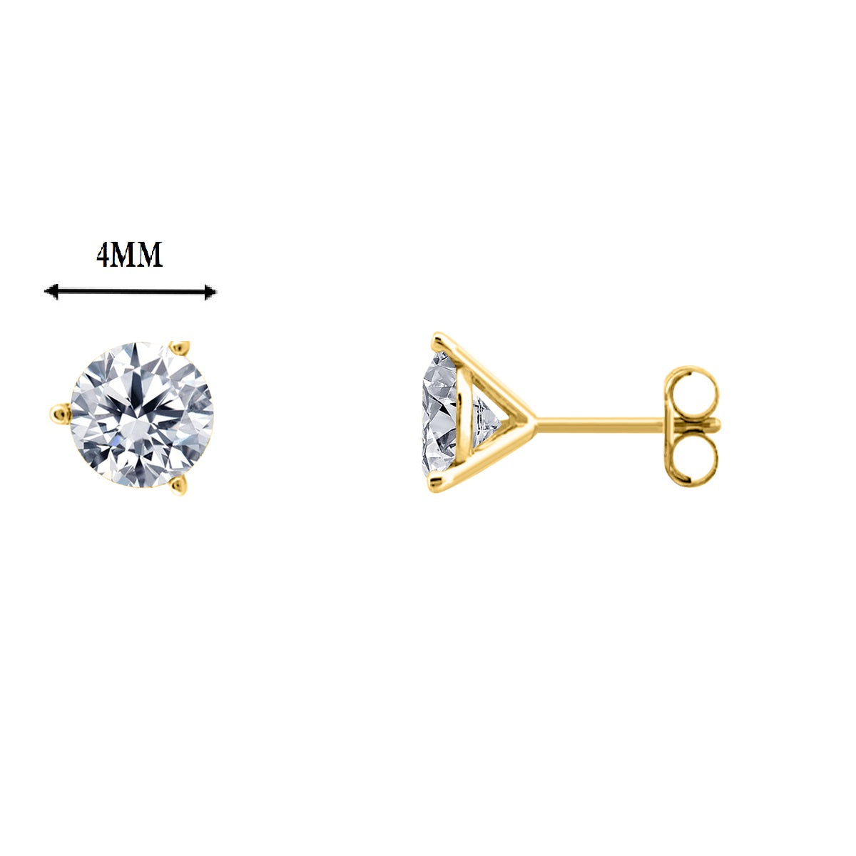 14k Gold Three Prong Martini Studs Diamond Earrings 0.25 Cttw Brilliant Cut White Yellow Gold For Women Mauli Jewels
