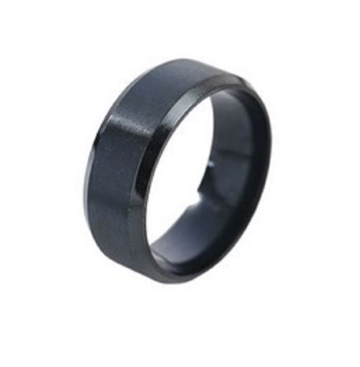 Men's Black Tungsten Ring with Matte Finish and Beveled Polished Edge Comfort Fit Design Mauli Jewels